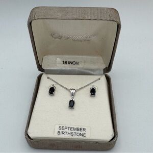 Vintage Signature Sterling Silver September Birthstone Necklace and Earrings